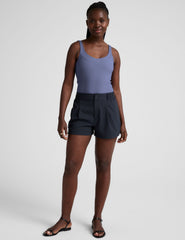 blue v-neck ribbed tank top.