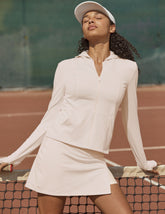 white heather rib zip-up hooded jacket with pockets.