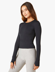 Black Heather Rib Long Sleeve Shirt