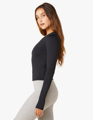 Black Heather Rib Long Sleeve Shirt