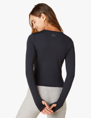 Black Heather Rib Long Sleeve Shirt