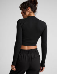 black ribbed cropped top.