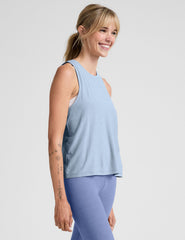 blue scoop neck relaxed fit tank top.