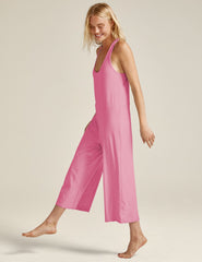 pink relaxed fit midi tank top jumpsuit.