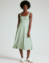 green square neck midi spacedye dress.