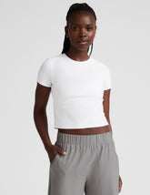 white cropped baby tee.