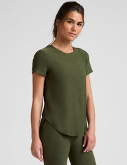 green short sleeve relaxed fit top.
