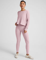 pink scoop neck long sleeve top.