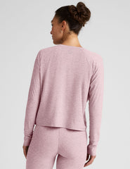 pink scoop neck long sleeve top.