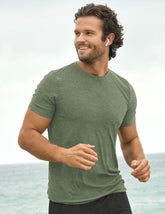 green mens short sleeve shirt.