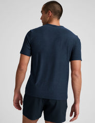blue men's t-shirt.