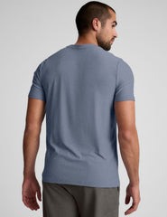 mens blue short sleeve shirt.