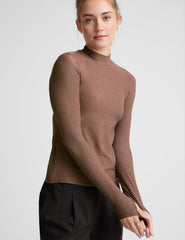 brown mock neck top