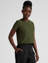 green relaxed fit cropped t-shirt.
