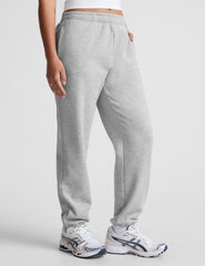 gray midi fleece joggers with pockets.