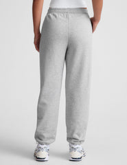 gray midi fleece joggers with pockets.