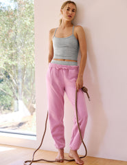 pink jogger pants.