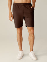 brown mens sweat shorts with pockets.