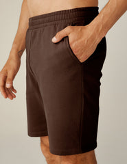 brown mens sweat shorts with pockets.