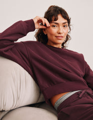 red crewneck cropped sweatshirt.