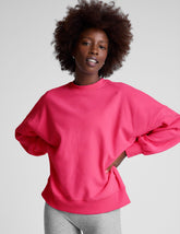 pink oversized crewneck sweatshirt.