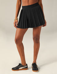 black pleated skirt