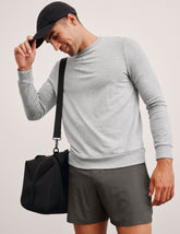 grey men's 5" shorts on a plain background.