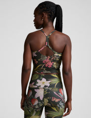 green garden printed slim racerback cropped tank.