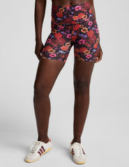 floral printed high-waisted 5" inseam biker shorts.