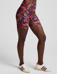floral printed high-waisted 5" inseam biker shorts.