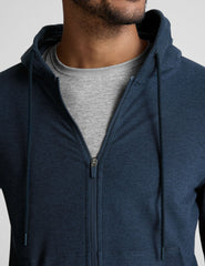 blue mens zip-up hooded jacket.