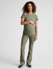 green bootcut maternity pants.