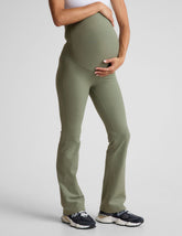 green bootcut maternity pants.