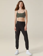 black high-waisted midi joggers
