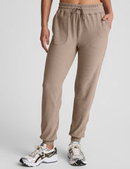 brown midi jogger with drawstring at waist