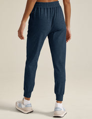 blue midi jogger with drawstring at waist
