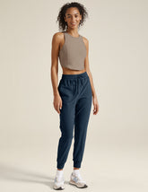 blue midi jogger with drawstring at waist