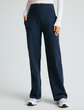 blue high-waisted wide leg pant