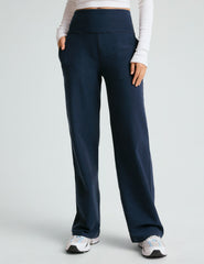 blue high-waisted wide leg pant