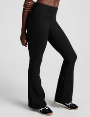 black mid-rise bootcut pant.