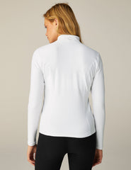 Cloud White Mock Neck Zip Up Jacket