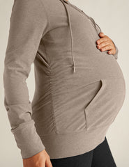 brown maternity zip up hoodie.