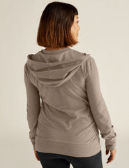 brown maternity zip up hoodie.