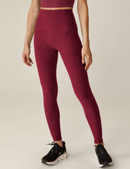red high-waisted long length leggings.