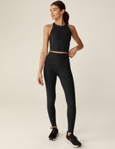 black long high-waisted leggings.