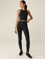 black long high-waisted leggings.
