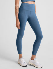blue high-waisted midi length legging.