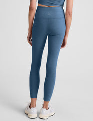 blue high-waisted midi length legging.
