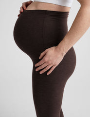 brown midi length maternity leggings.