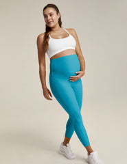 blue maternity spacedye capri leggings.
